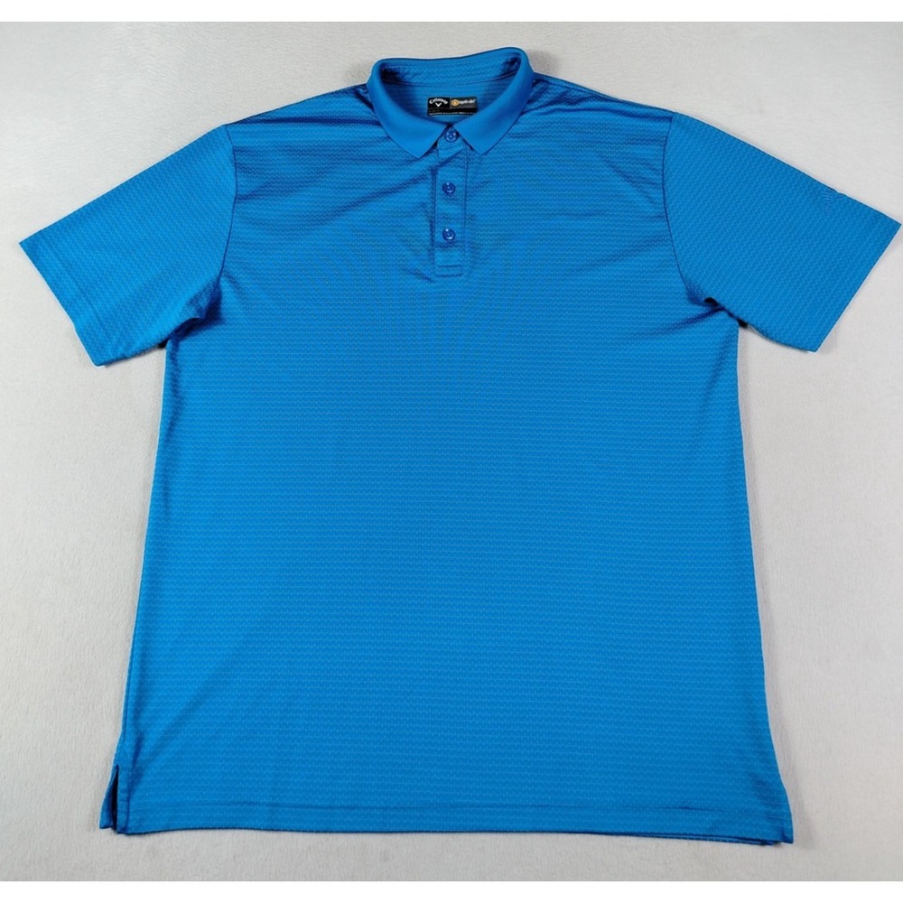Callaway‎ Polo Shirt Mens Large Blue Opti-Dri Geometric Golf Performance Stretch